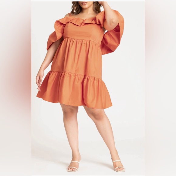 Eloquii Dresses & Skirts - Eloquii cold shoulder dress Orange 18w